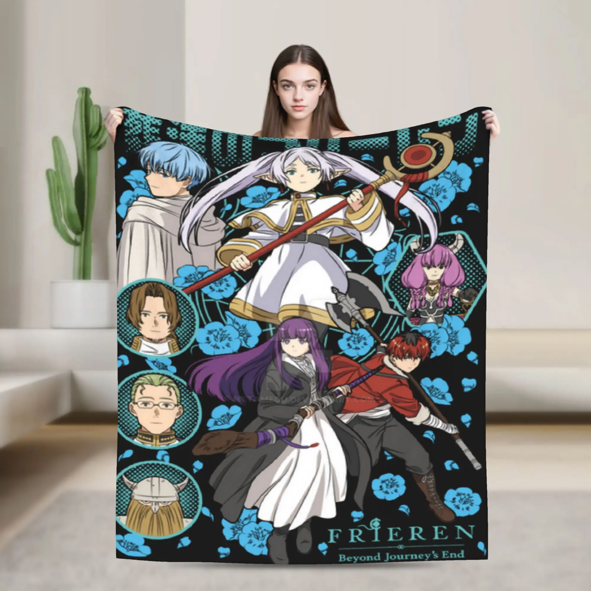 Frieren Beyond Journey's End Blankets Quality Super Warm  Throw Blanket Winter Airplane Travel Bedroom Pattern Bedspread