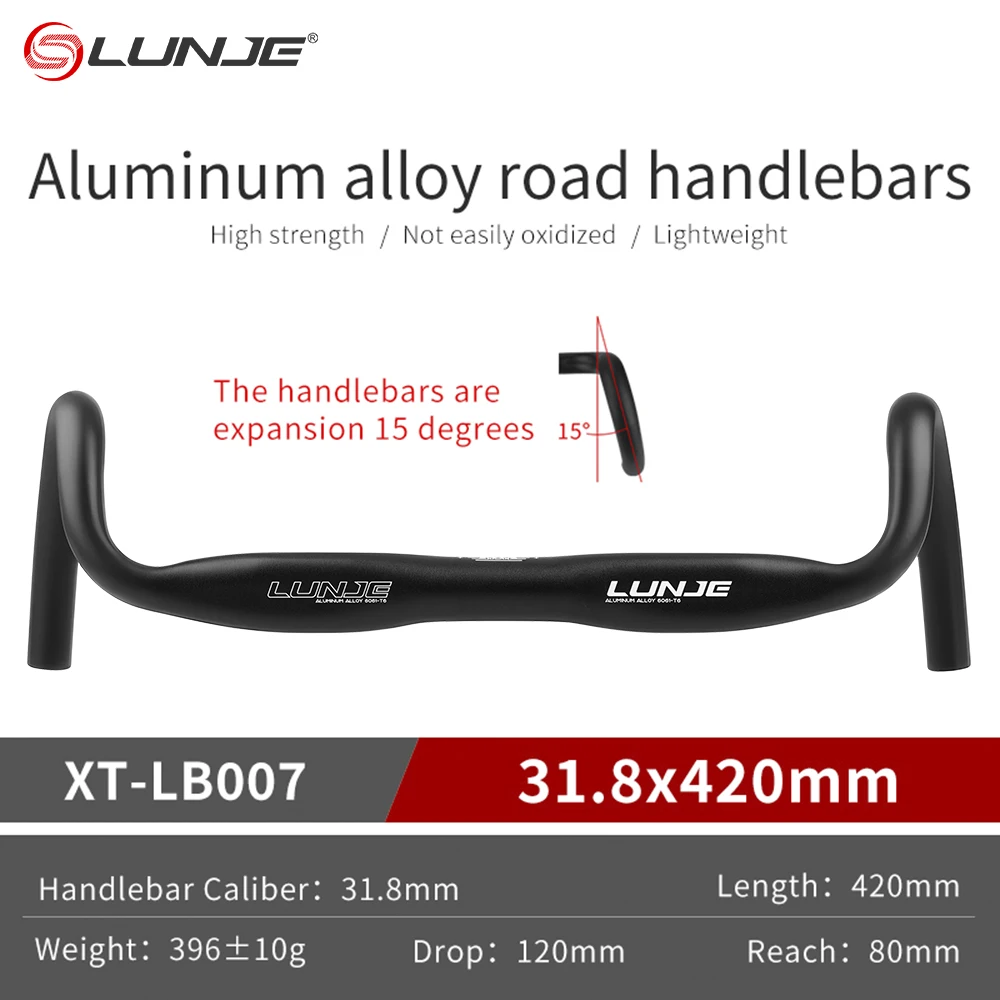LUNJE Ultraleichter Rennrad-Lenker, Fahrradgriff, Racing Drop Bar, Fahrrad, reduziert Widerstand, gebogener Lenker, Fahrradteile – Detail 2