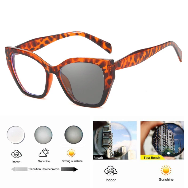 Cat Eye Photochrome Myopie Gläser Frauen Outdoor Drehen Grau Kurzsichtige Brillen Weibliche Klassische Rezept Optische Gläser – Detail 6