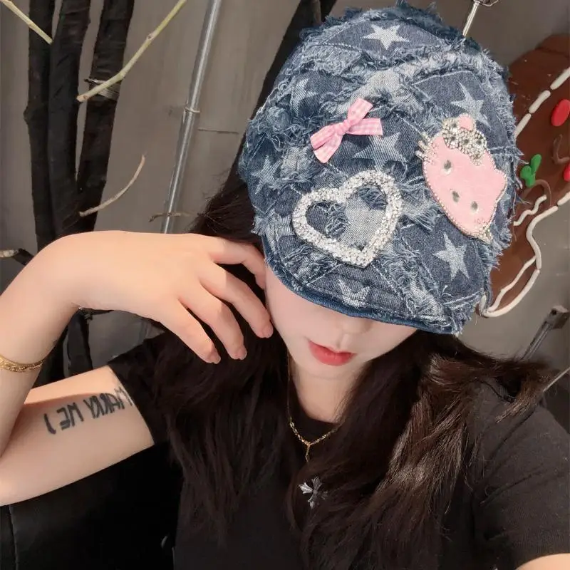 

Sanrios Hello Kittys Sunshade Hat Duck Tongue Hat Fashion Girl Student Beret Hat Cowboy Forward Hat Cute Cartoon Festival Gift