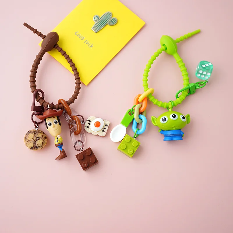 Hot Disney Anime Toy Story Series Creativity Key Chain Pendant Cartoon Cute Woody Buzz Lightyear Alien Backpack Keychain