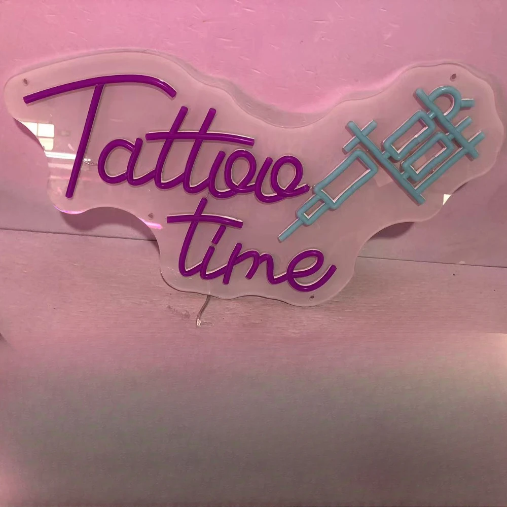 Tattoo Time Neon Sign Beauty Salon Studio Shop Decor Wall Decoration LED Lamp Signboard Business Neon Light Tattoo Lovers gift