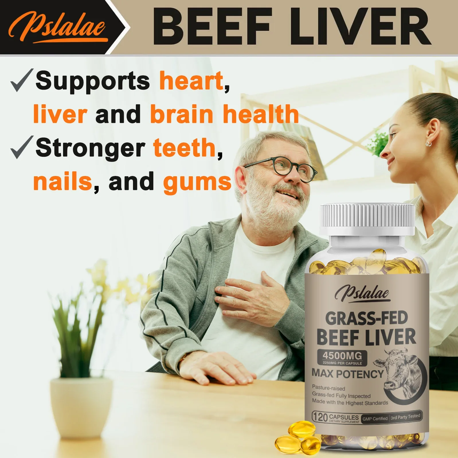 Grass Fed Dried Beef Liver Capsules - Contains Natural Iron, Vitamin A, B12 - Antioxidant