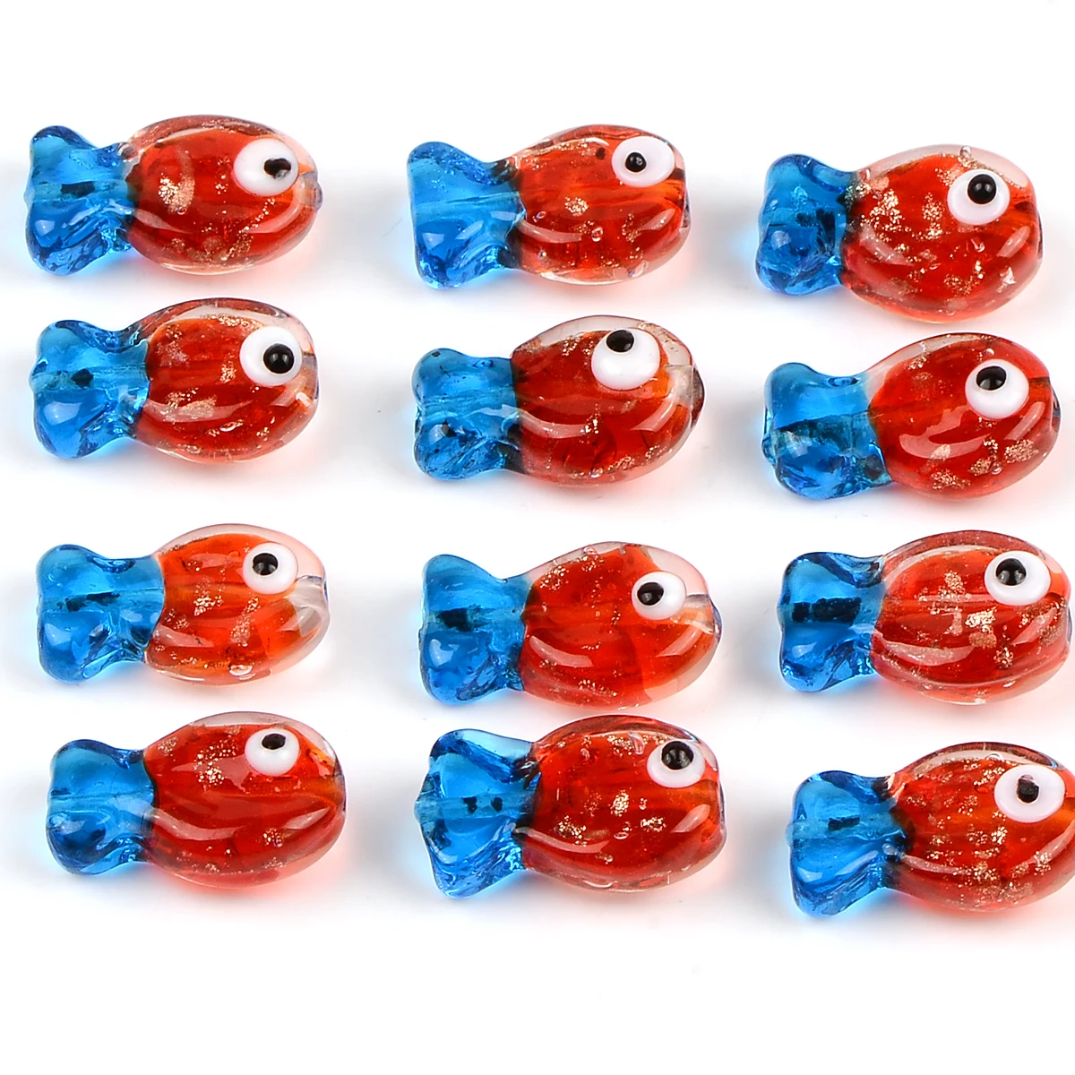 5 stücke/10 stücke Kreative Transparent Rote Herz Fisch Glasur Glas Perlen Für Schmuck Machen DIY Lose Spacer Perlen & perlen Sortimenten