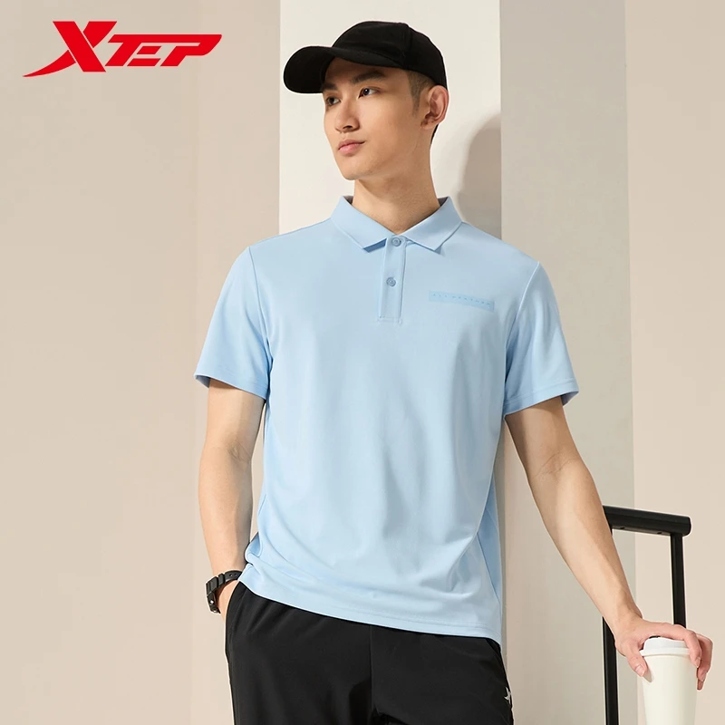 Xtep Short Sleeve Polo Shirt For Men 2024 Summer Normcore Men\'s T-shirt Everyday Soft Sweat-Absorbing Outdoor Tops 876229020016