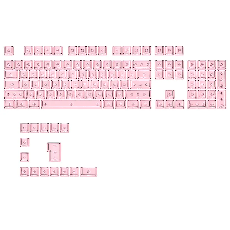 Keycap personality spot fog through pink original side engraved keycap small full set of 119 keys PC translucent DIY boneless
