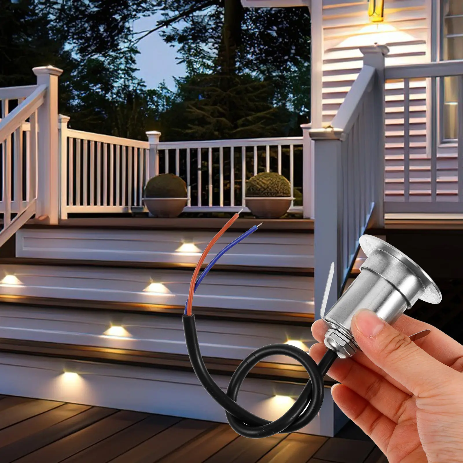 Compact LED Underground Lamp Waterproof Recessed Stair Lights Outdoor Low Voltage Mini Floor Mounted Well Lights for Patio