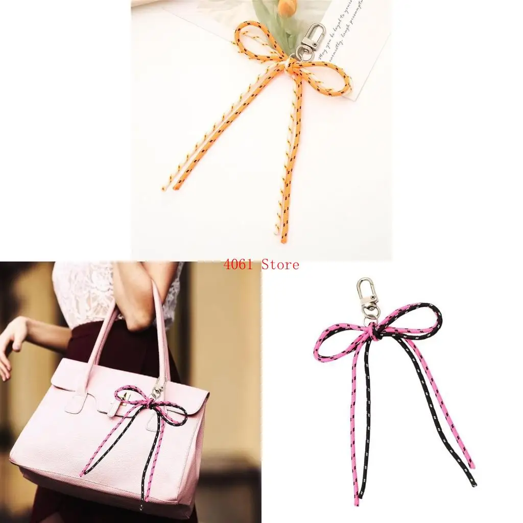

Practical Bag Accessory with Colorful Nylon Butterfly Bows Keyring for Daily Use
