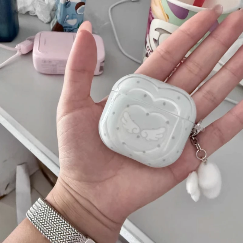 

Love Wings Earphone Protective Case for AirPods Pro3 Customized TPU Material Half Transparent Hard Case AirPods 4 Earphone Case