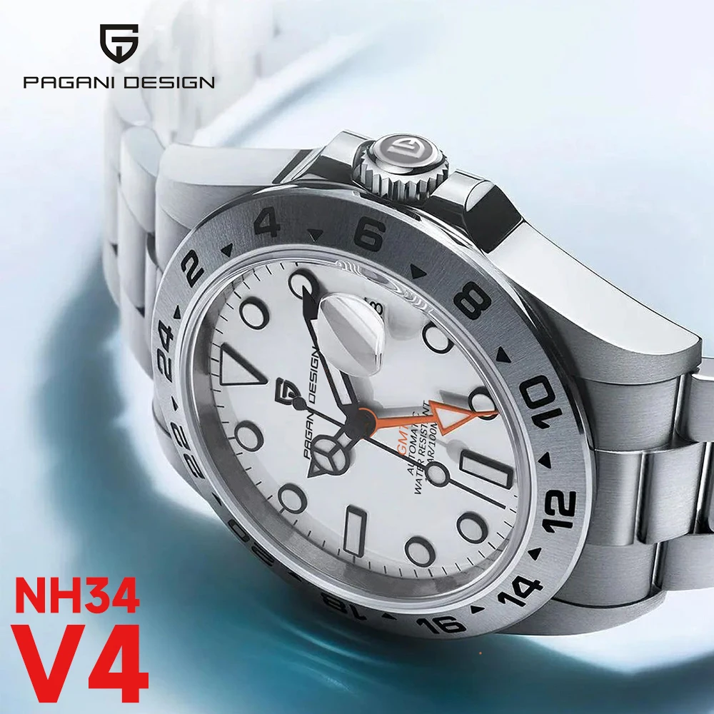 2024 New 40MM PAGANI DESIGN NH34 Men\'s GMT Automatic Mechanical Watches Sapphire Stainless Steel Waterproof Clock Reloj Hombre