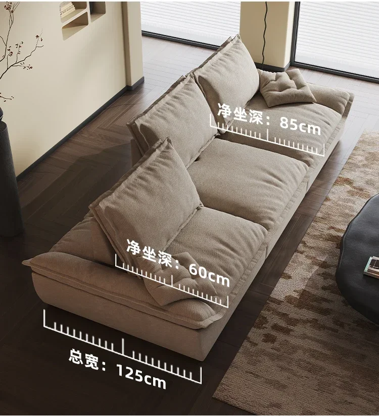 Sailing sofa removable backrest functional sofa super deep sitting wide fabric straight row leather sofa
