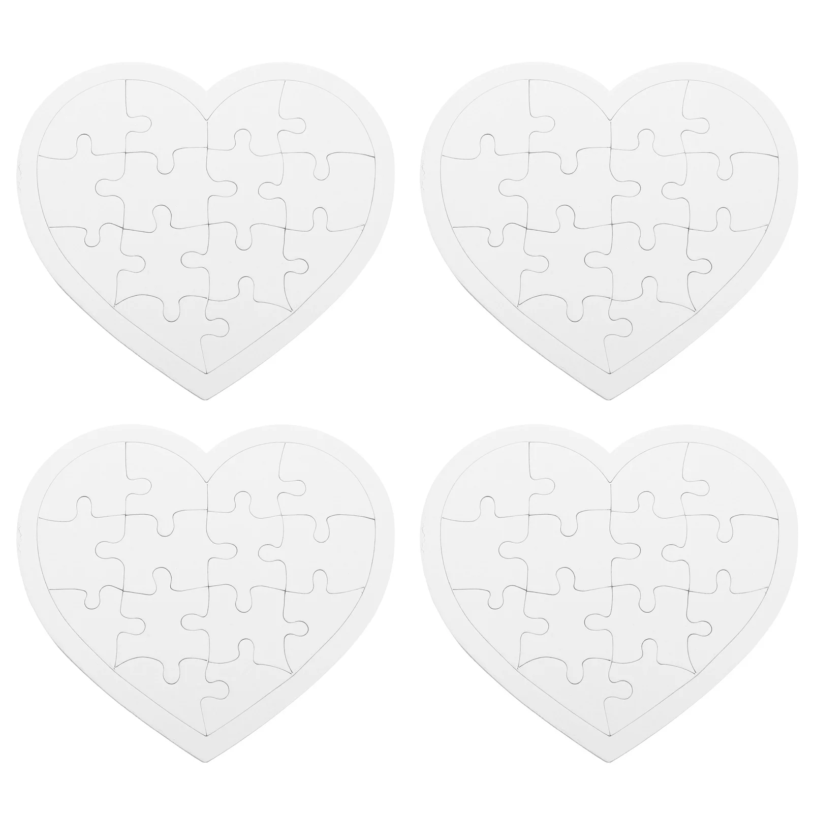 4 sets hartvormige blanco kleurpuzzels karton kinderen doe-het-zelf ambachtelijke schildermaterialen gemakkelijk apart te monteren creatief tekenen