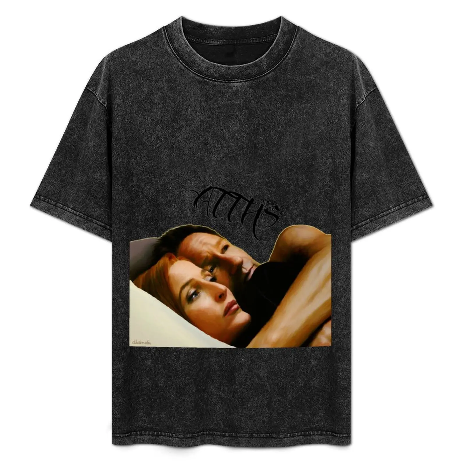 

Mulder & Scully in bed ATTHS - oil color painting T-Shirt boys animal print anime blue archive fitted t shirts for men