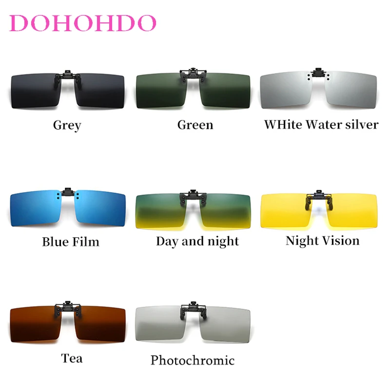 New Rimless Rectangle Clip On Glasses Polarized Photochromic Lenses Men Women UV400 Eyewear Day And Night Vision Driving Goggles