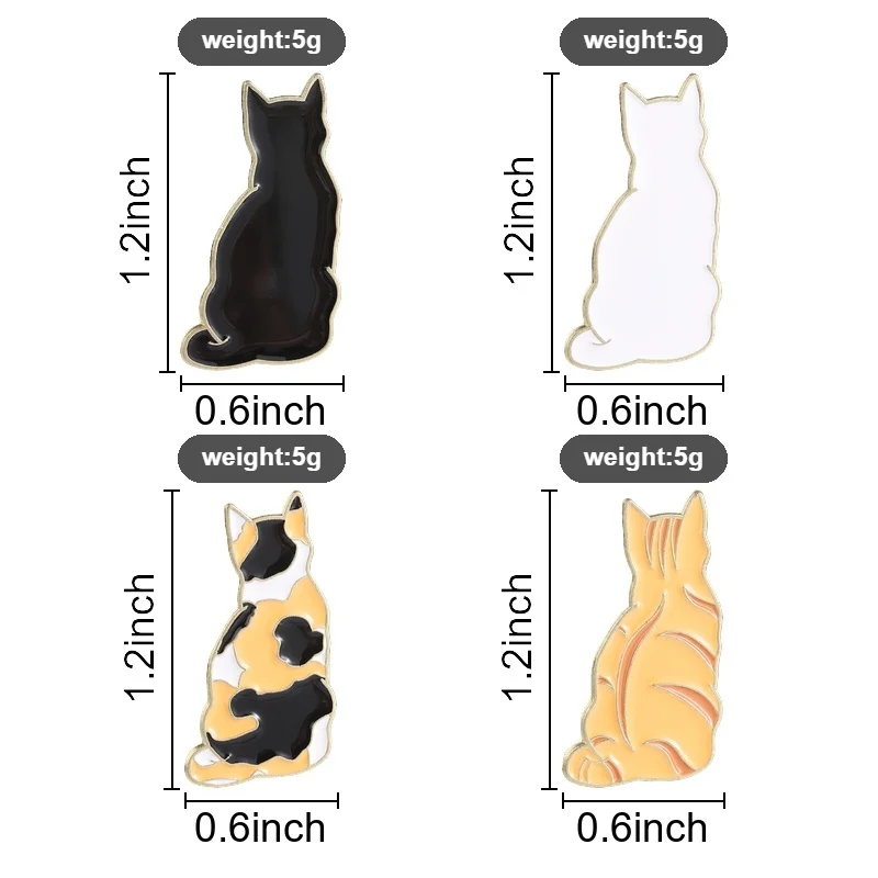 Cute Cat Back View Enamel Pins Cartoon Sitting Cat Metal Brooches Fashion Lapel Badge Backpack Clothes Jewelry Gift for Friends