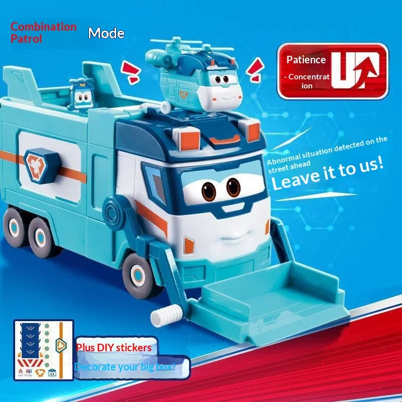 Auldey Super Wings Transform Cleaning Recycling Truck 3 Modes Deformable Vehicle With Mini Aircraft Collectible Model Toy