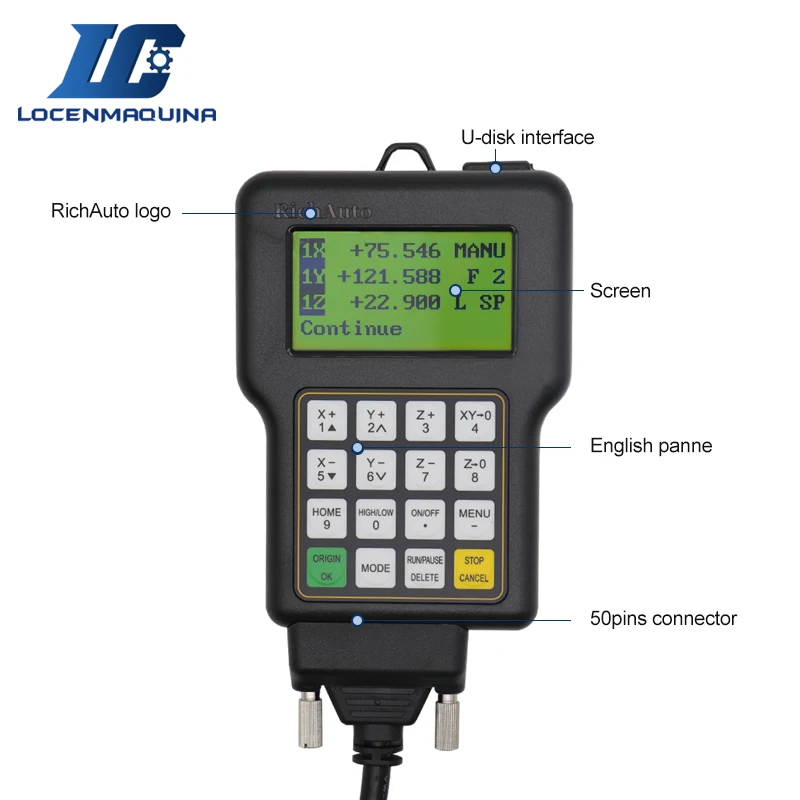 Imagem -02 - Controlador Handheld do Movimento para a Máquina do Cnc Painel Inglês Eixos Richauto Dsp A11