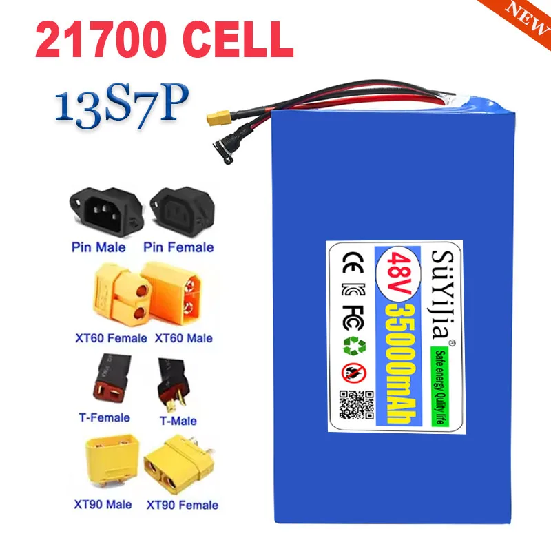 48V 35Ah 21700 Lithium Battery Pack 13s7p 1200w 1440w Built in BMS for Electric Tool Lawn Mower 54.6v 2A Charger