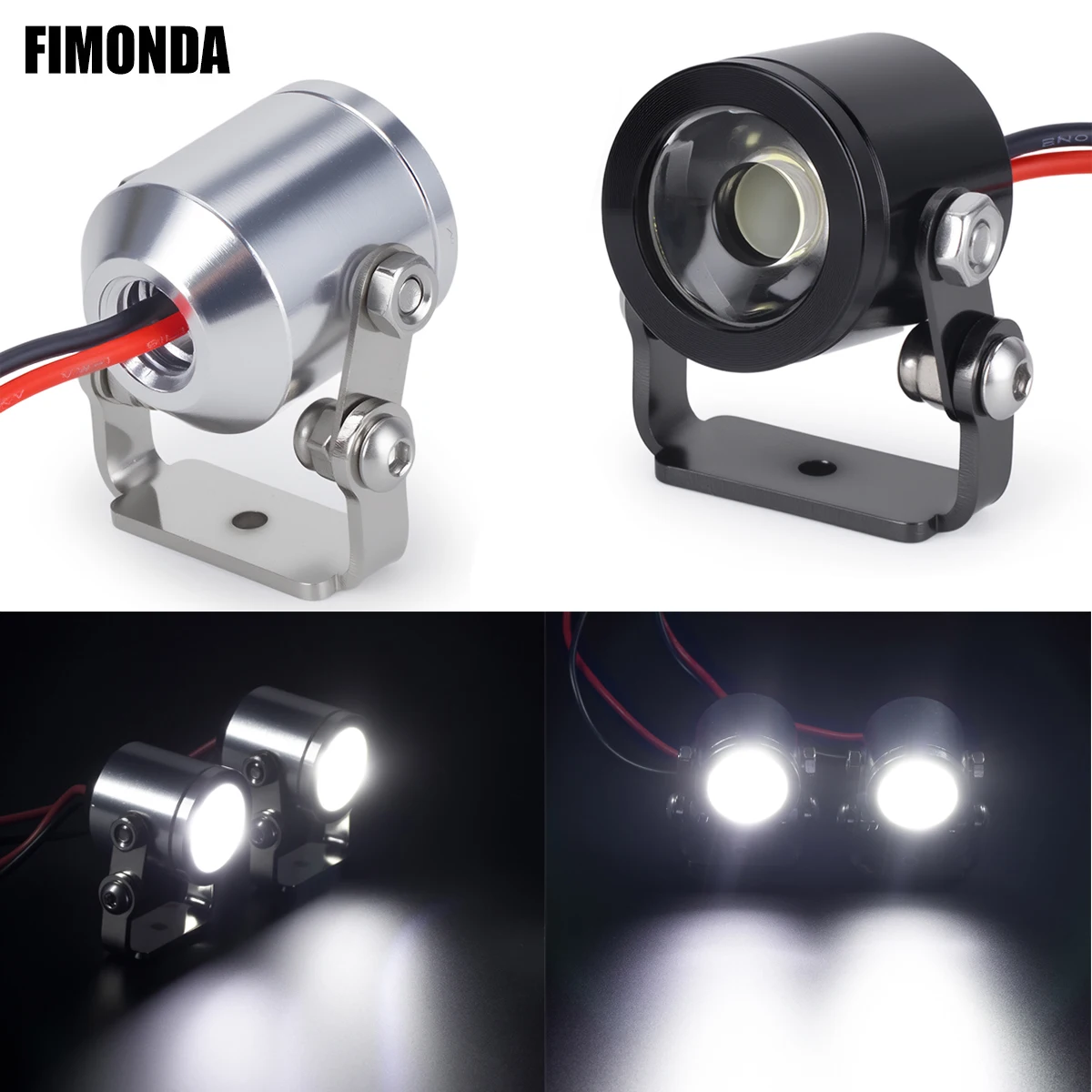 Aluminum LED Light Headlight Spotlight for 1/10 RC Crawler Car Axial SCX10 90046 RC4WD D90 TRX4 TRX6 DIY Parts
