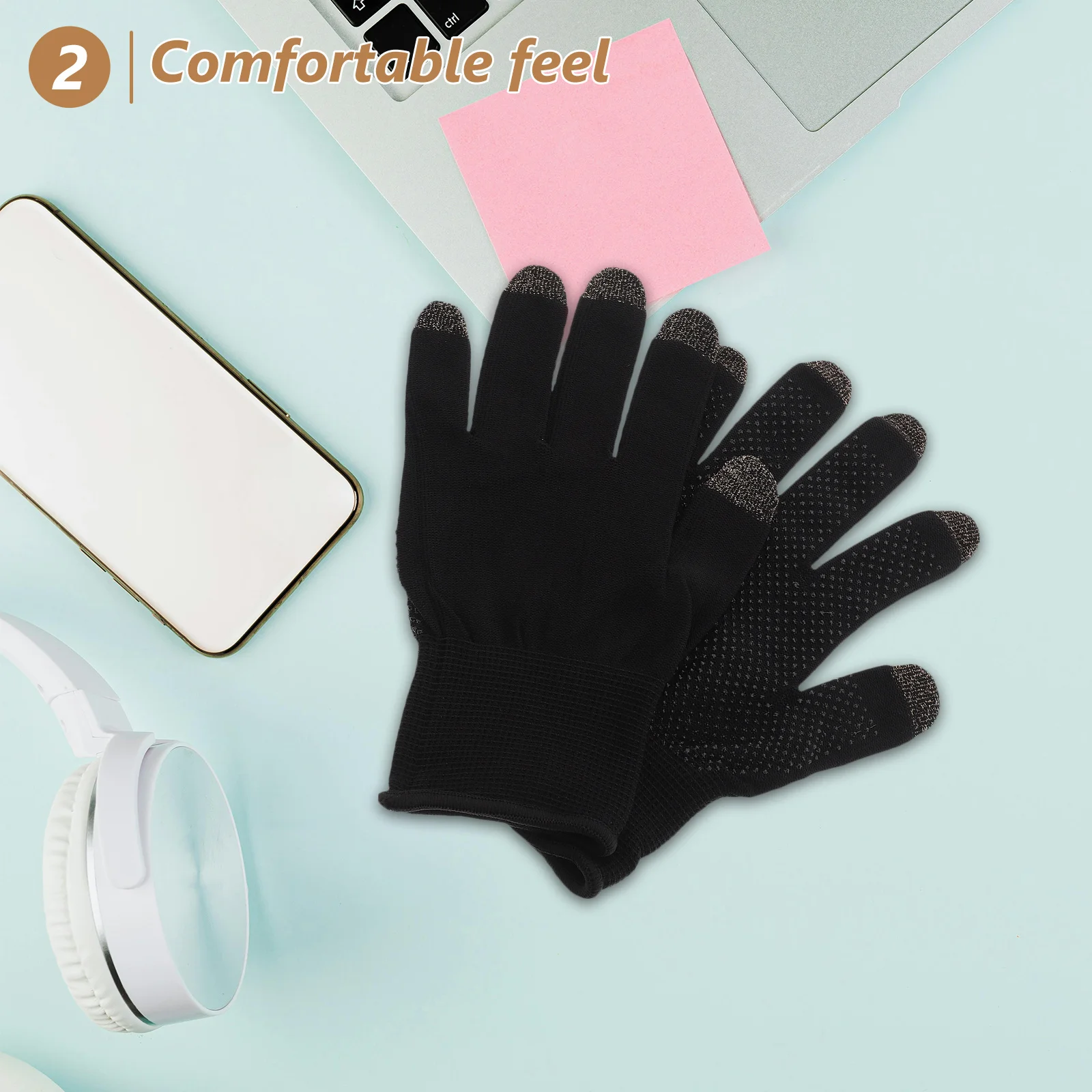 1 par de guantes para juegos transpirables ultrafinos pantalla táctil de dedo plateado para teléfonos móviles tabletas controladores