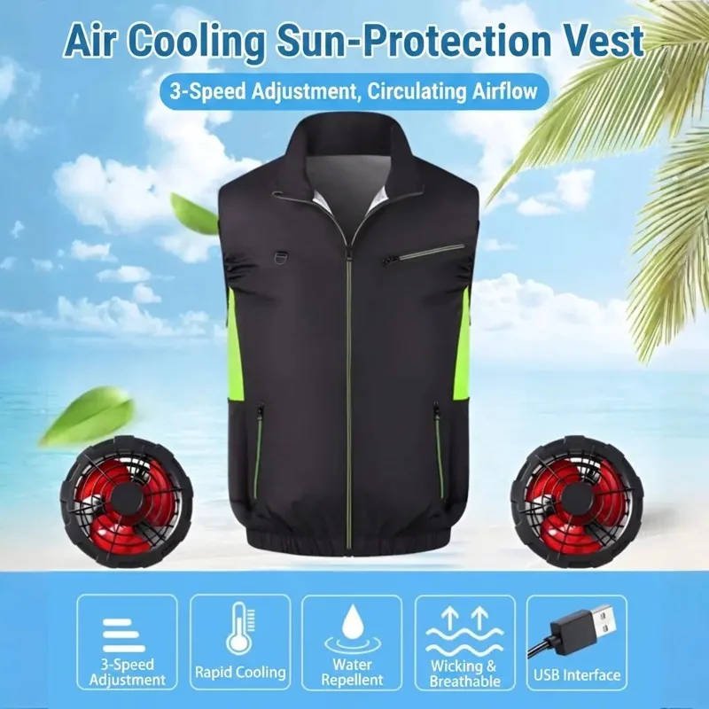Sleeveless Fan Cooling Vest Air Conditioned Clothing for Summer Outdoor Work, Heat Relief Cooling Jacket for Men Women