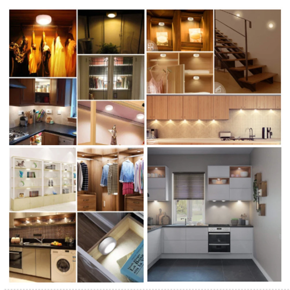 Wireless RGB RGBW LED Puck Light with Remote Control Under Cabinet Closet Light Stick On Lights For Kitchen Wall Wardrobe