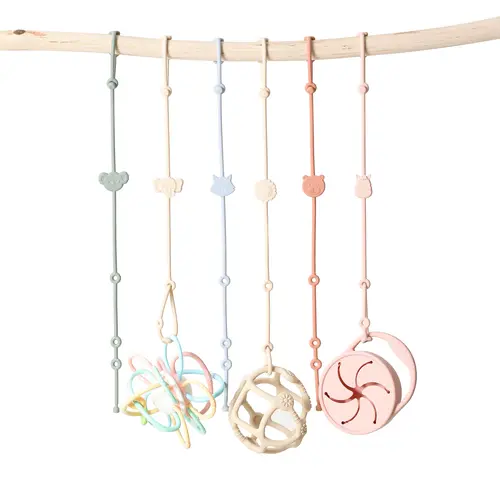 6pcs Baby Silicone Toys Straps ,Cartoon Animal Shape Anti-Lost Adjustable Pacifier Chain For  For Strollers, High Chairs - Image 6
