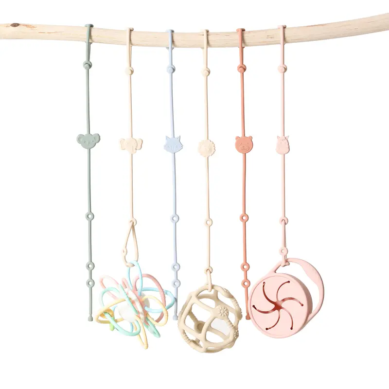 6pcs Baby Silicone Toys Straps ,Cartoon Animal Shape Anti-Lost Adjustable Pacifier Chain For  For Strollers, High Chairs - Image 6