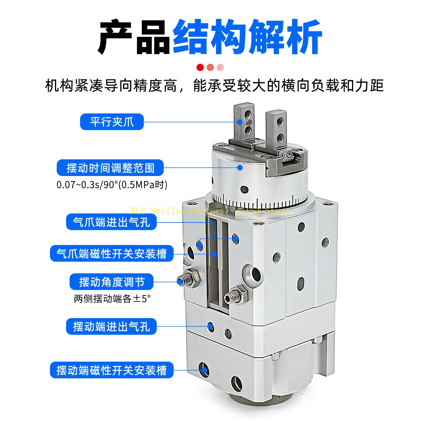 Pneumatic MRHQ rotary clamping finger cylinder MRHQ10D/16D/20D/25D-90S/180S air claw 90 degrees