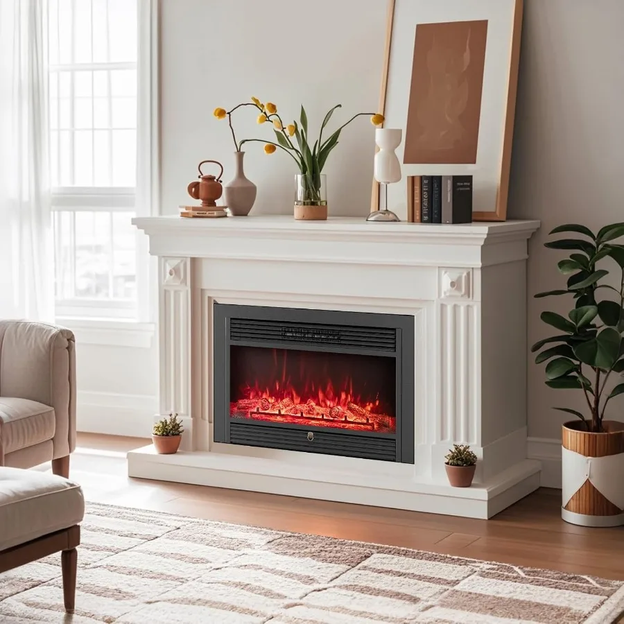 33 بوصة مدفأة كهربائية إدراج 750 واط/1500 واط سخان الموقد راحة مع جهاز التحكم عن بعد 8H الموقت حماية من الحرارة الزائدة Adjus