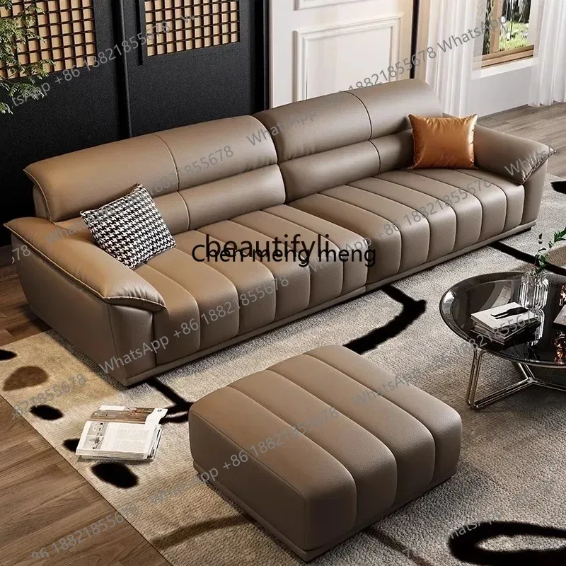 

LHY26 ssAll leather sofa retro coffee color, new medieval style, straight row against the wall one-character open edge home acce
