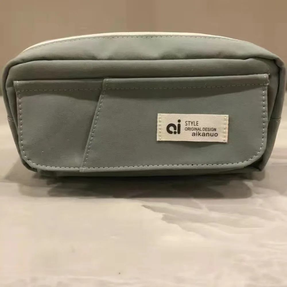 

Kawaii Large Capacity Student Pencil Case Flip Style Multi-layer Simple Pencil Pouch Canvas Morandi Color Gel Pen Organizer Kids