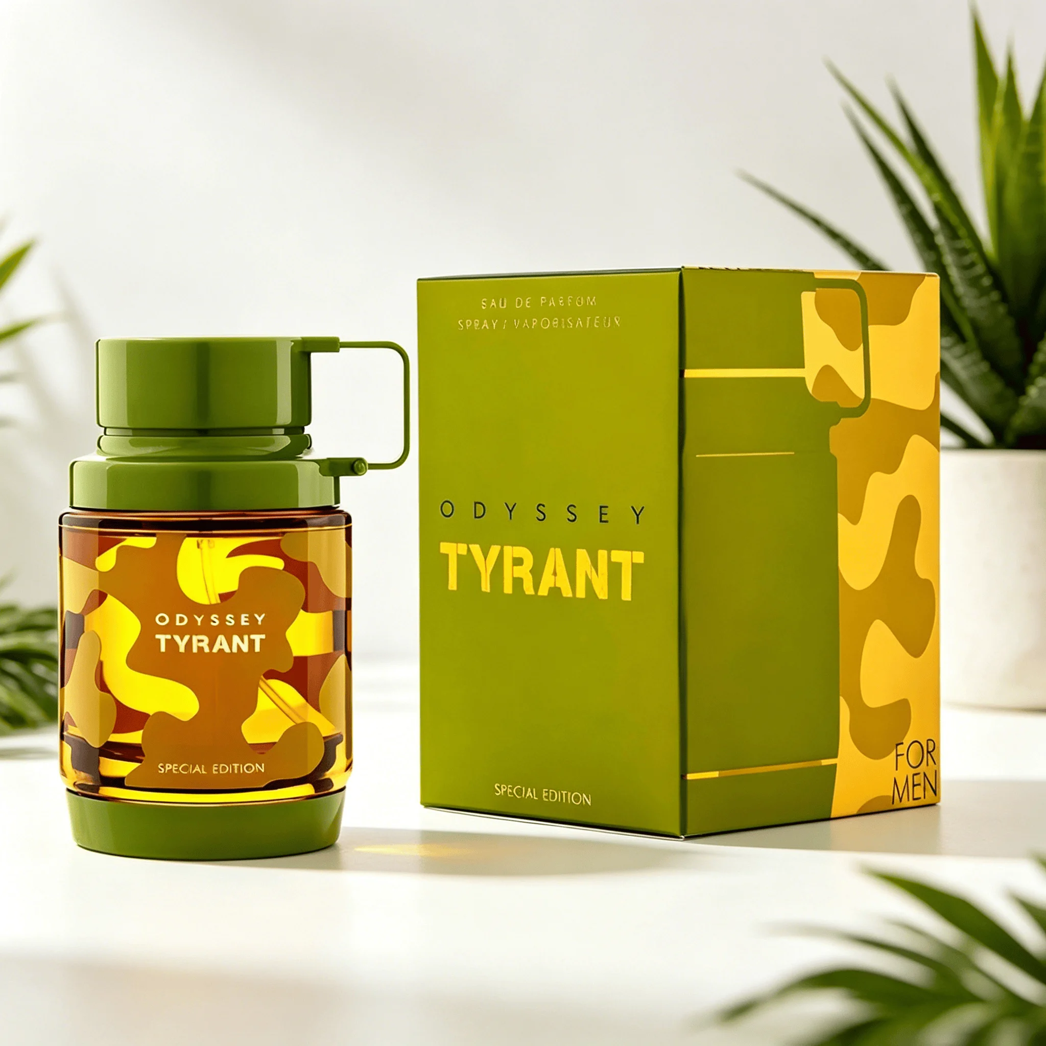ARMAF Odyssey Tyrant Special Edition Men Eau de Parfum Perfume Fresh Citrus Spicy Woody Masculine Fragrance Long Lasting Yellow Camo Cylinder Bottle Outdoor Military Style Arabian Luxury Perfume Gift for Men Guys view 2