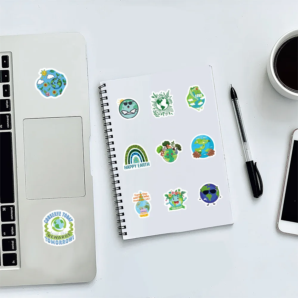 10/50/100PCS Earth Day Stickers Love the Earth Cartoon Decoration Protect the Environment Decals Laptop Guitar Graffiti Sticker