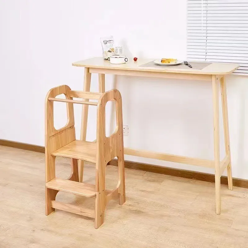 Simple Retro Learning Tower Baby Wash Stool Ladder for Kindergarten Bathroom Children's Step Stool for Wash Learn