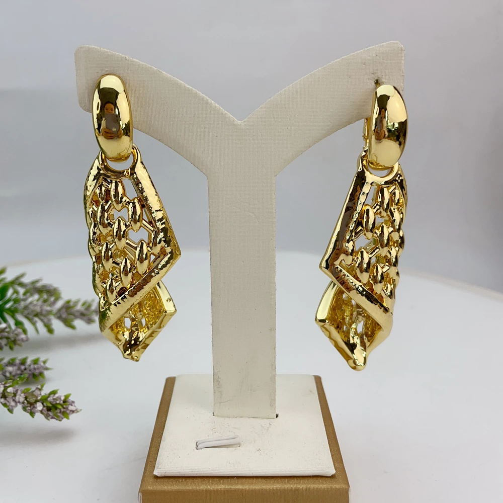 Yuminglai High Quality Earrings Women Daily Wear Earrings Gold Plate Jewelry 18K Italian Gold Plated Big Earrings FHK20870