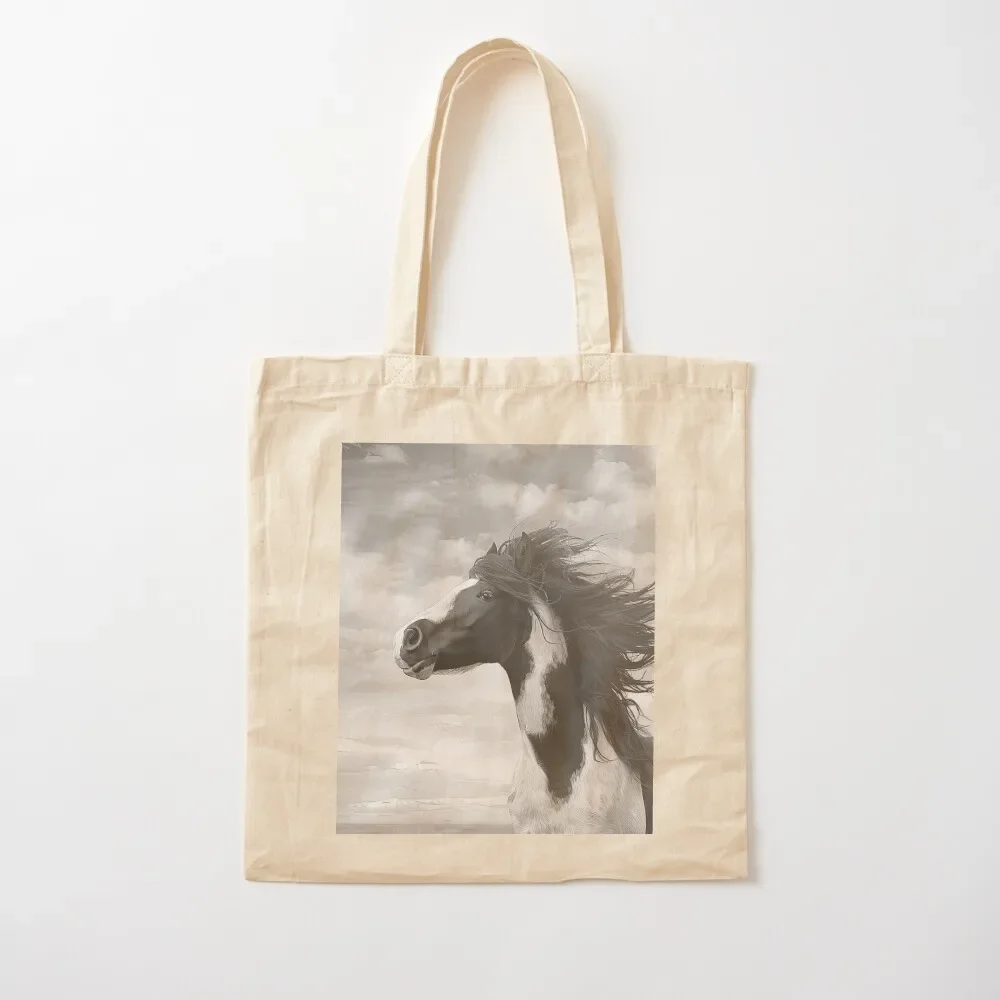 Wind in My Mane Silver Tote Bag reusable shopping bag custom canvas bag