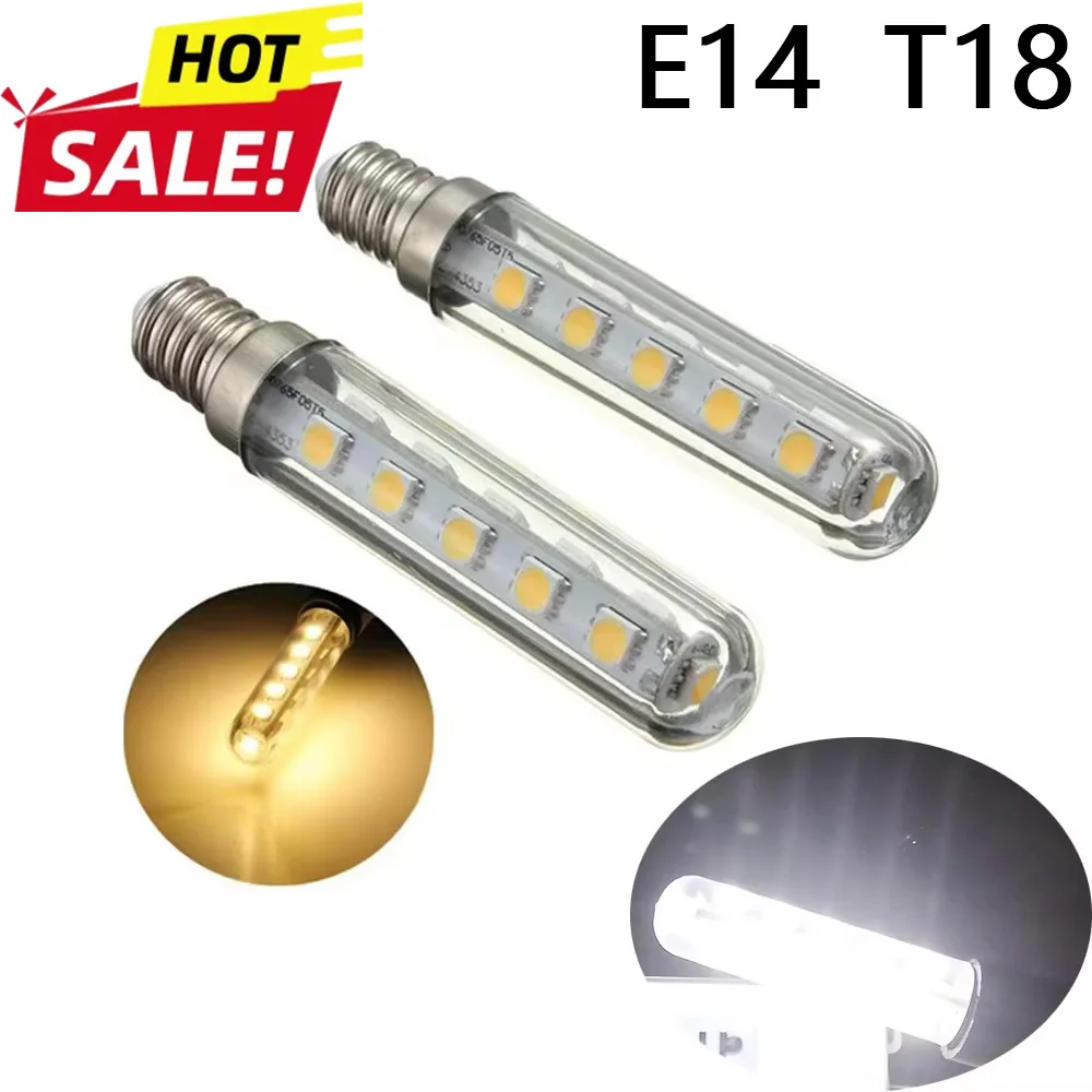 Ampoules LED E14 T18 5W, 16LED, 5050SMD, lumière pour réfrigérateur, congélateur, galerie, éclairage blanc chaud et blanc froid, AC 110V-220V Livraison rapide 4-6 jours Arrivée