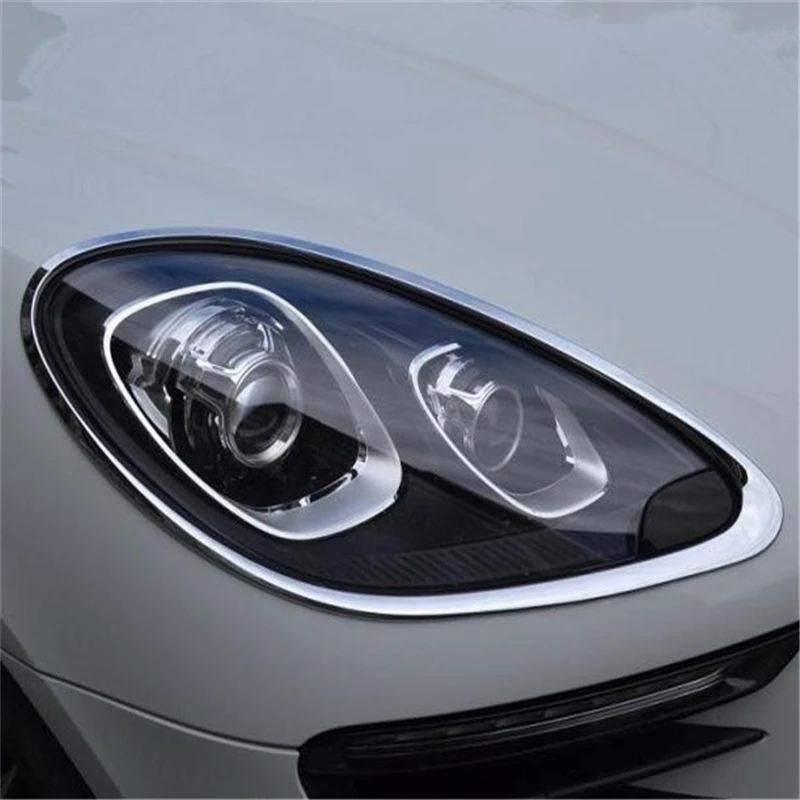 WELKINRY For Porsche Macan 95B 2014 2015 2016 2017 ABS Chrome Car Head Front Lamp Light Trim