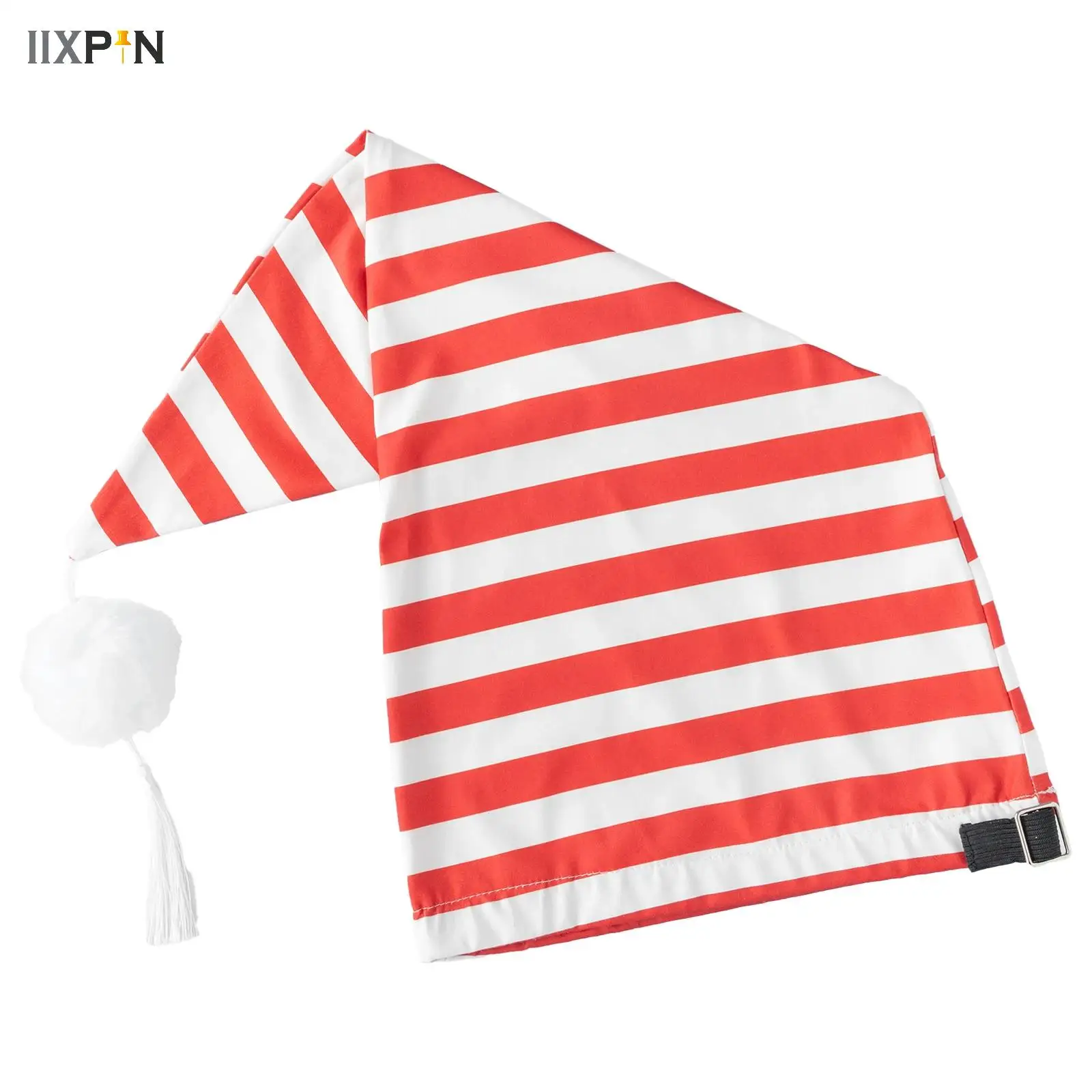 Striped Christmas Elf Cap Unisex Adults Night Sleeping Cap Pointed Cap with Pompom Ball And Tassel Adjustable Christmas Xmas Cap