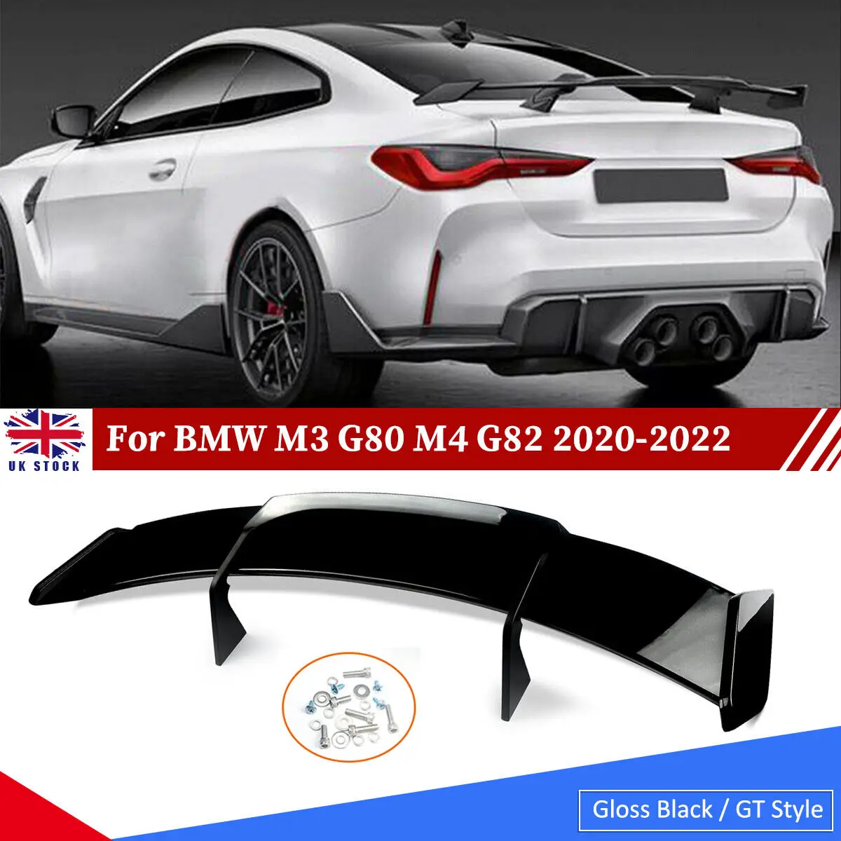 MAGICKIT Glossy GT Style Rear Boot Trunk Spoiler Wing For For BMW M3 G80 M4 G82 2020-2022 Car accessories Tools Gloss Black