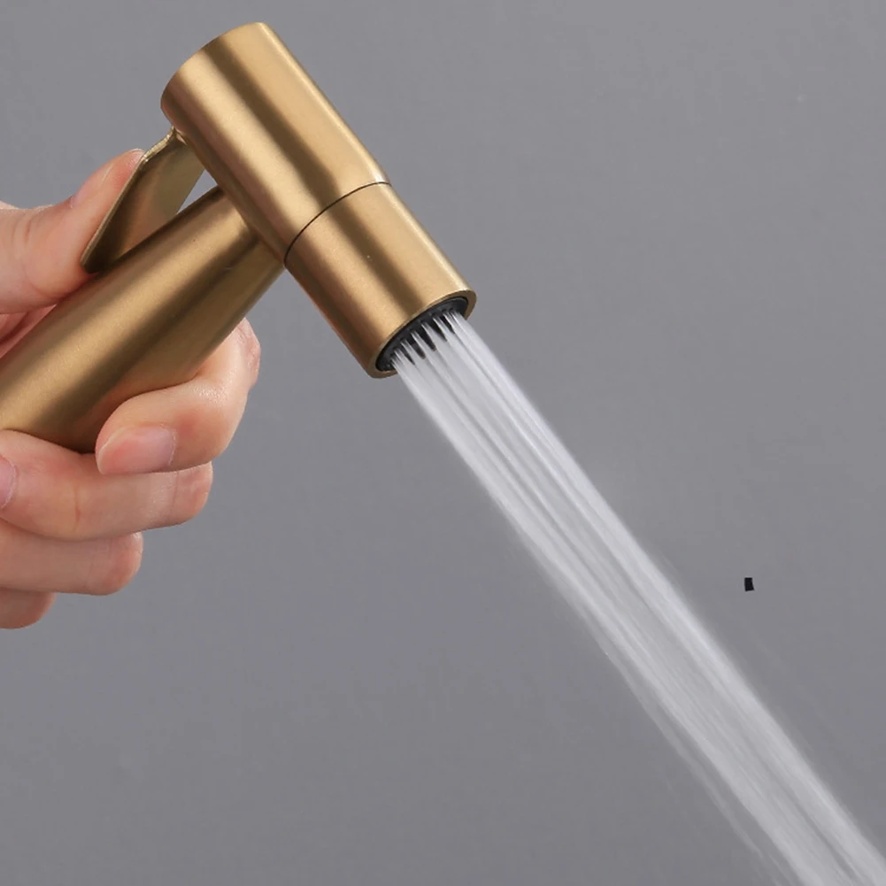 Banheiro Toalete Bidé Tap Kit, escovado Ouro, parede Montado Bidé Pulverizador, chuveiro com válvula de corte