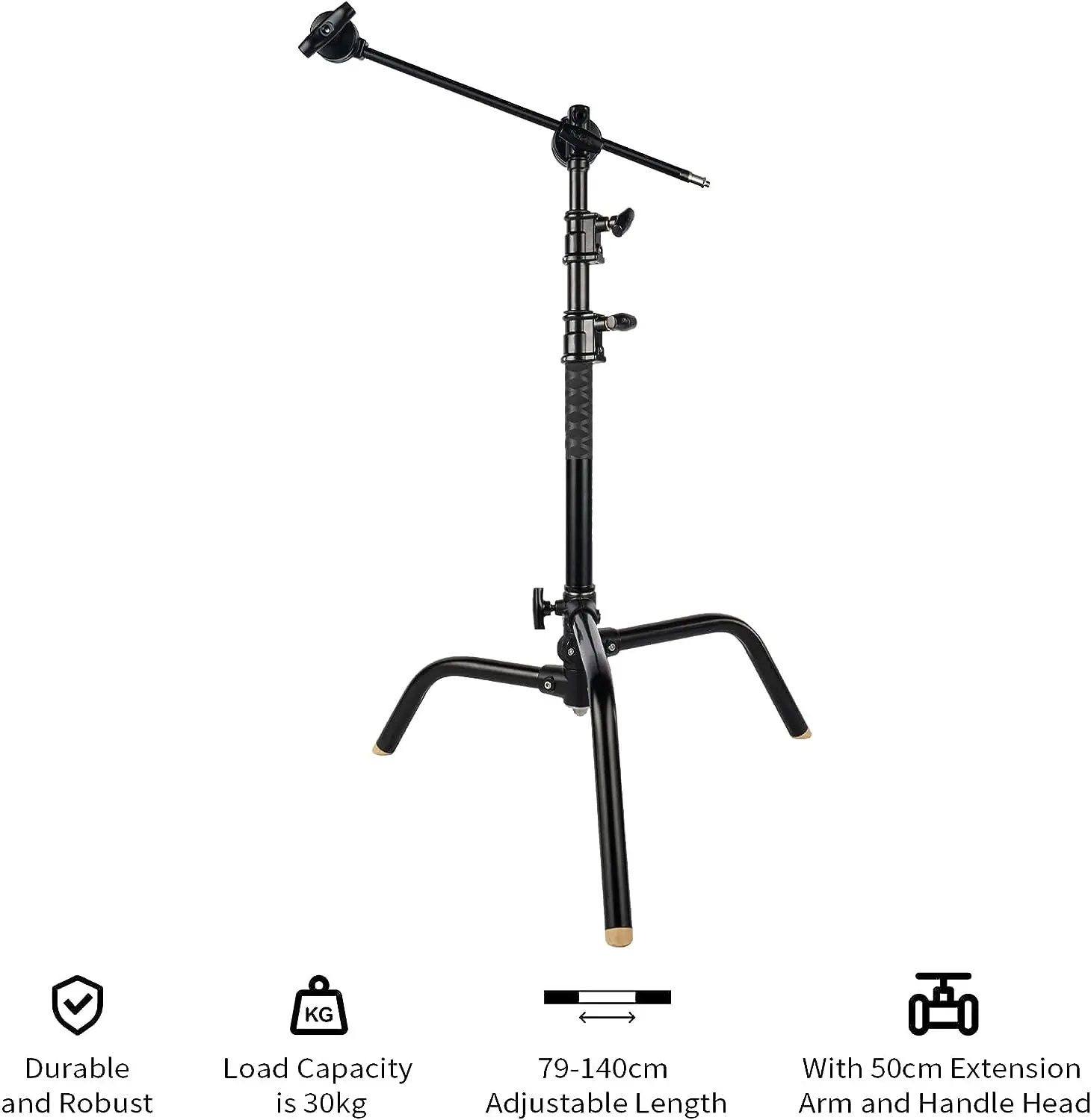 Selens 20 Inch Light Stand Photography Stainless Steel Heavy Duty C Stand Tripod With Boom Arm Fit For SoftBox Lamp Reflector