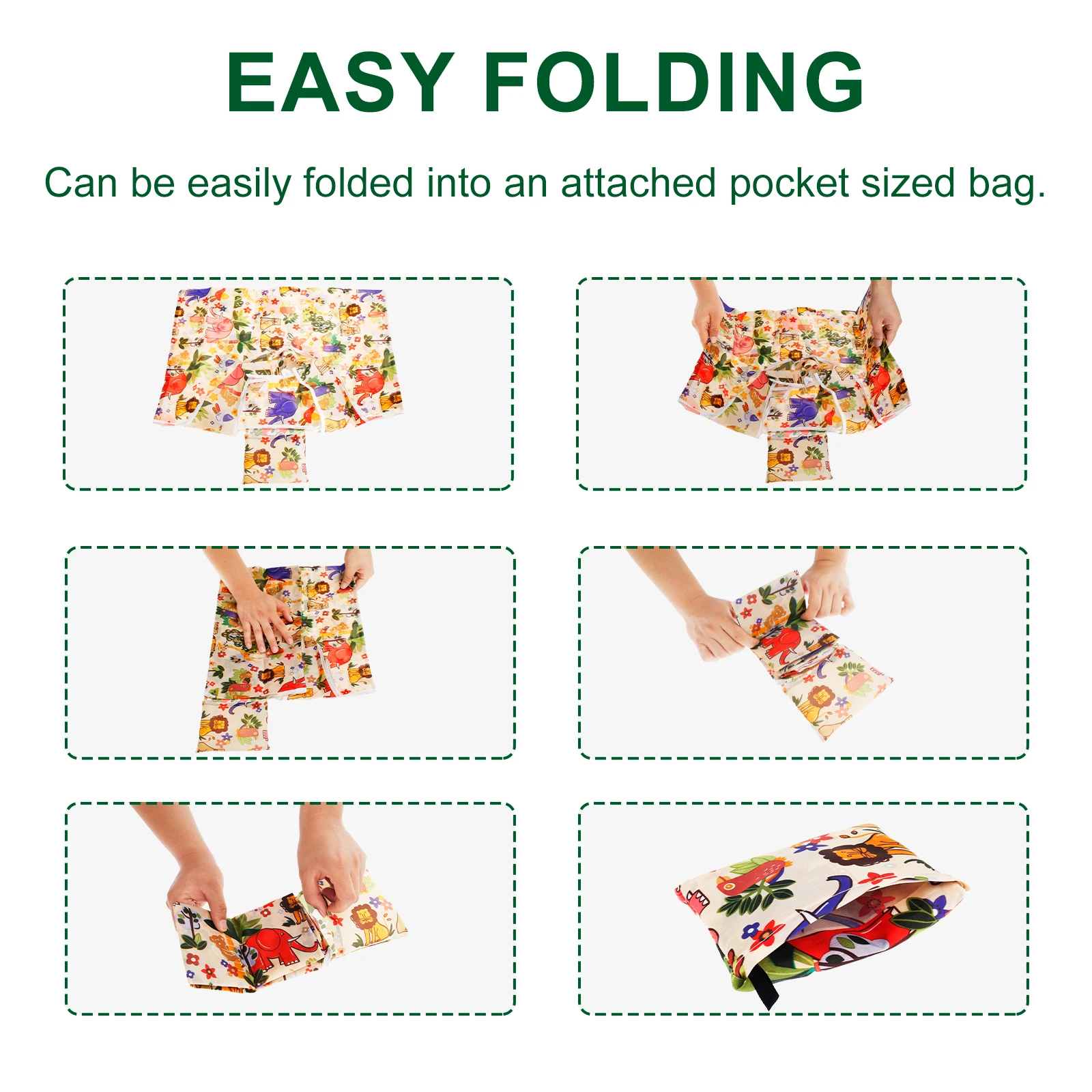 8/10/12Pcs Foldable Shopping Bags Multiple Styles Flower Print Storage Bag with Handles Rip Resistant Large Capacity Shopper Bag