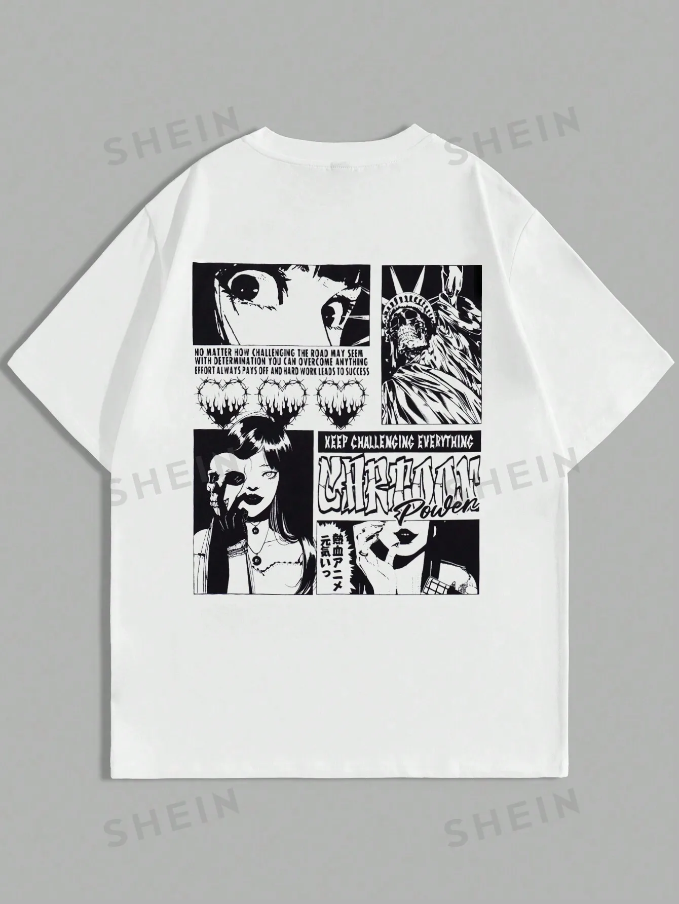 ROMWE Anime Men's Anime Print Short Sleeve T-Shirt, Suitable For Daily Wear In Spring And Summer