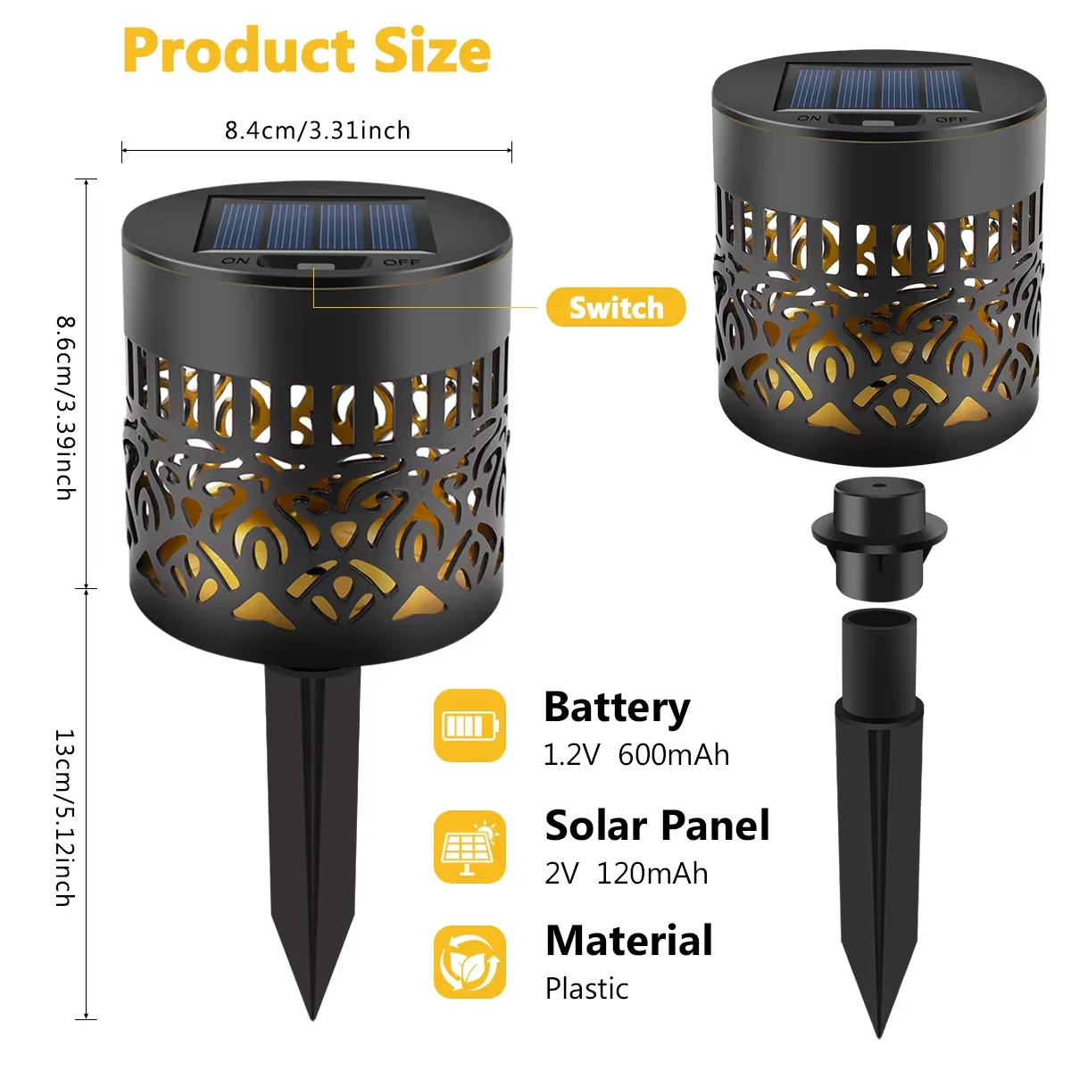 2PCS Mandala Pattern Projection Solar Wall Lamp, Outdoor Waterproof Solar Decorative Light for Garden Yard Fence Balcony Wall