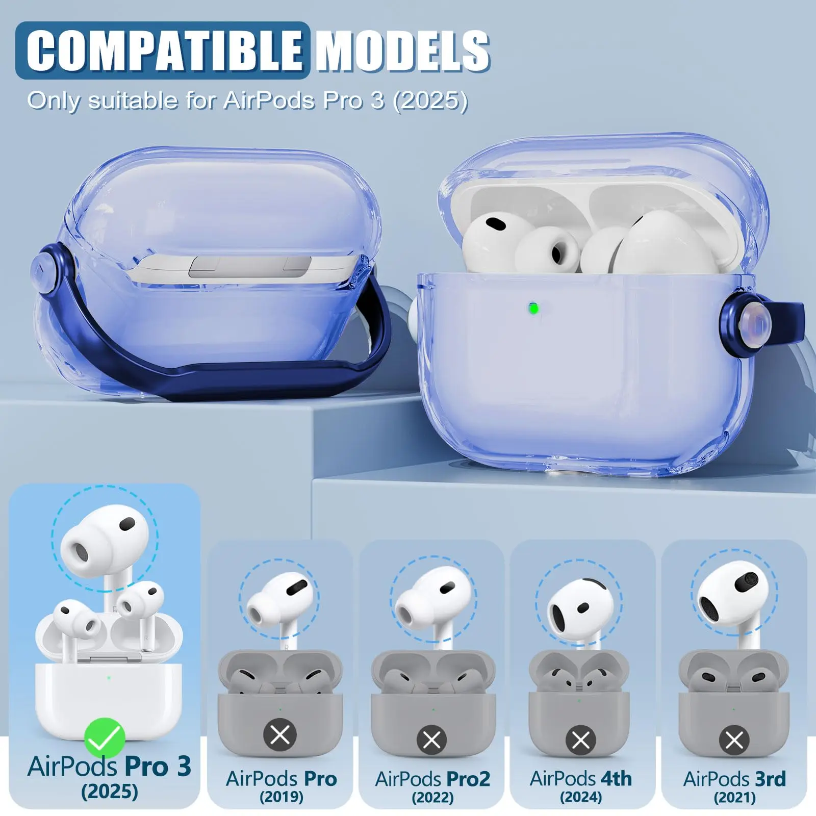 حافظات قفل أمان لهاتف Airpod Pro 3 طقم منظف حامل الهاتف استمتع بتصميم الموسيقى غطاء حماية كامل الجسم لهاتف AirPod Pro 3