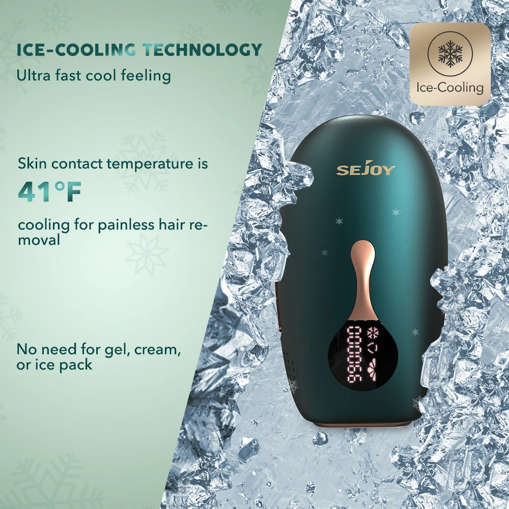 جهاز إزالة الشعر بالليزر المحمول من Sejoy IPL للنساء والرجال مع شاشة LCD للحماية من الحرارة الزائدة NTC