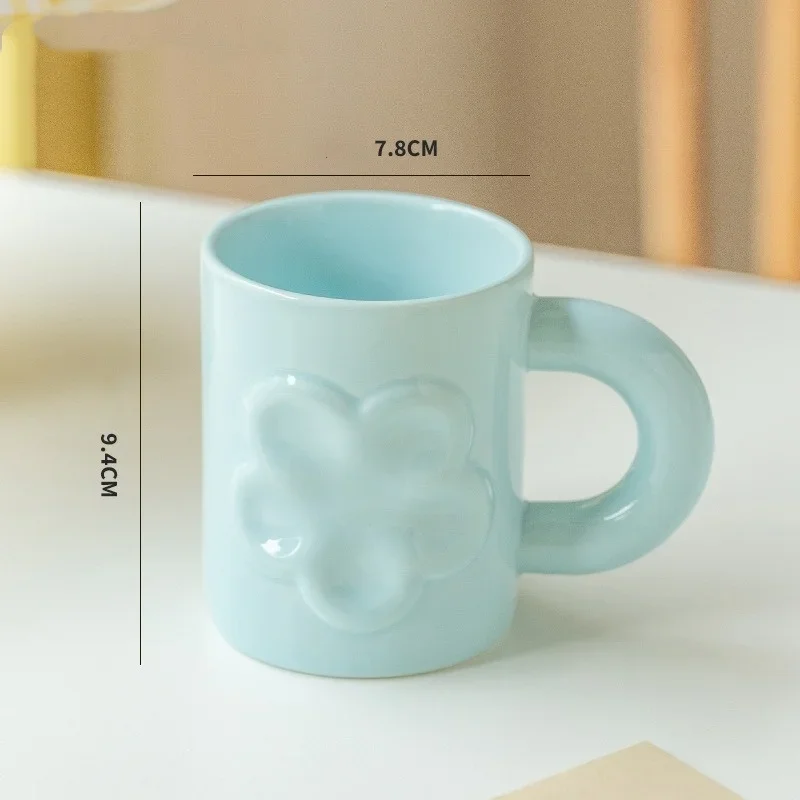 1Pcs 300ML Fashion Light Luxury Mug Girl Heart Ceramic Coffee Cup High-end Gift Boutique Kitchen Living Room Supplies