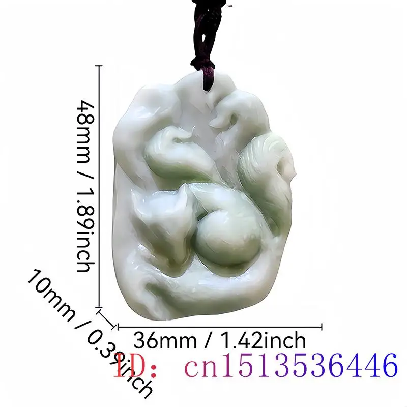 Natural Real Jade Fox Pendant Necklace Charm Designer Gifts for Women Men Vintage Chinese Gemstones Talismans Carved Jewelry